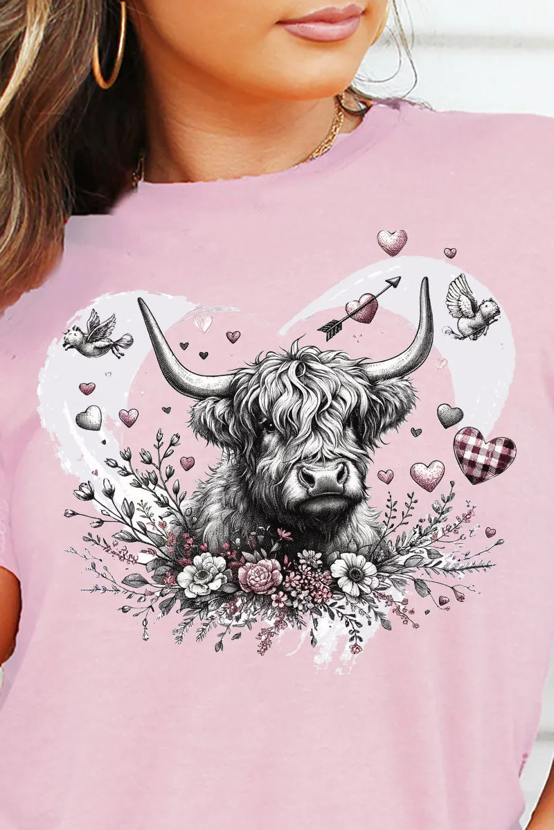 Hearts For Highland Cow Unisex Blend Tee