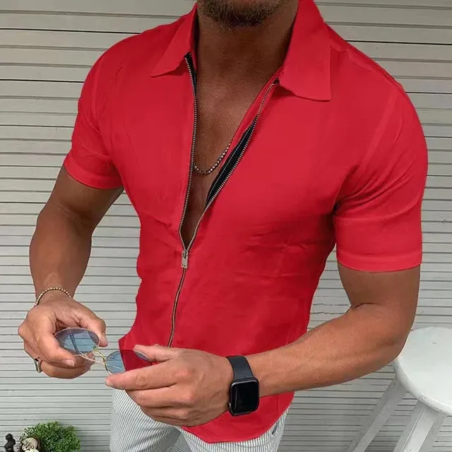 Herren Geschäftsbüro Casual Zipper Kurzarmhemd von Glanzvoller Gentleman