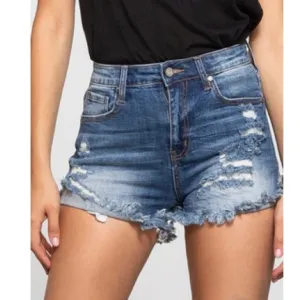 High rise side cuff premium vintage wash shorts insane gene premium denim