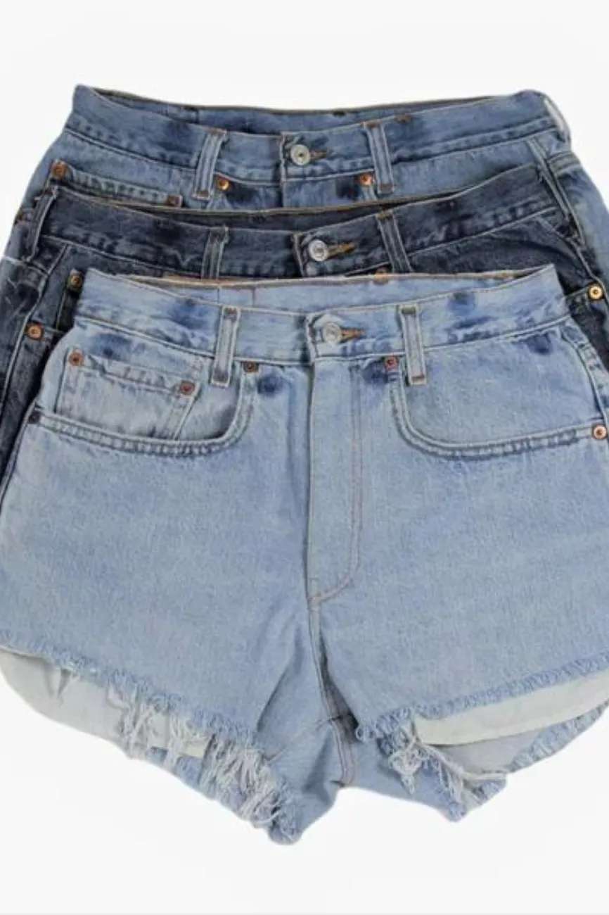 High-Rise Upcycled Levis Denim Cutoff Shorts