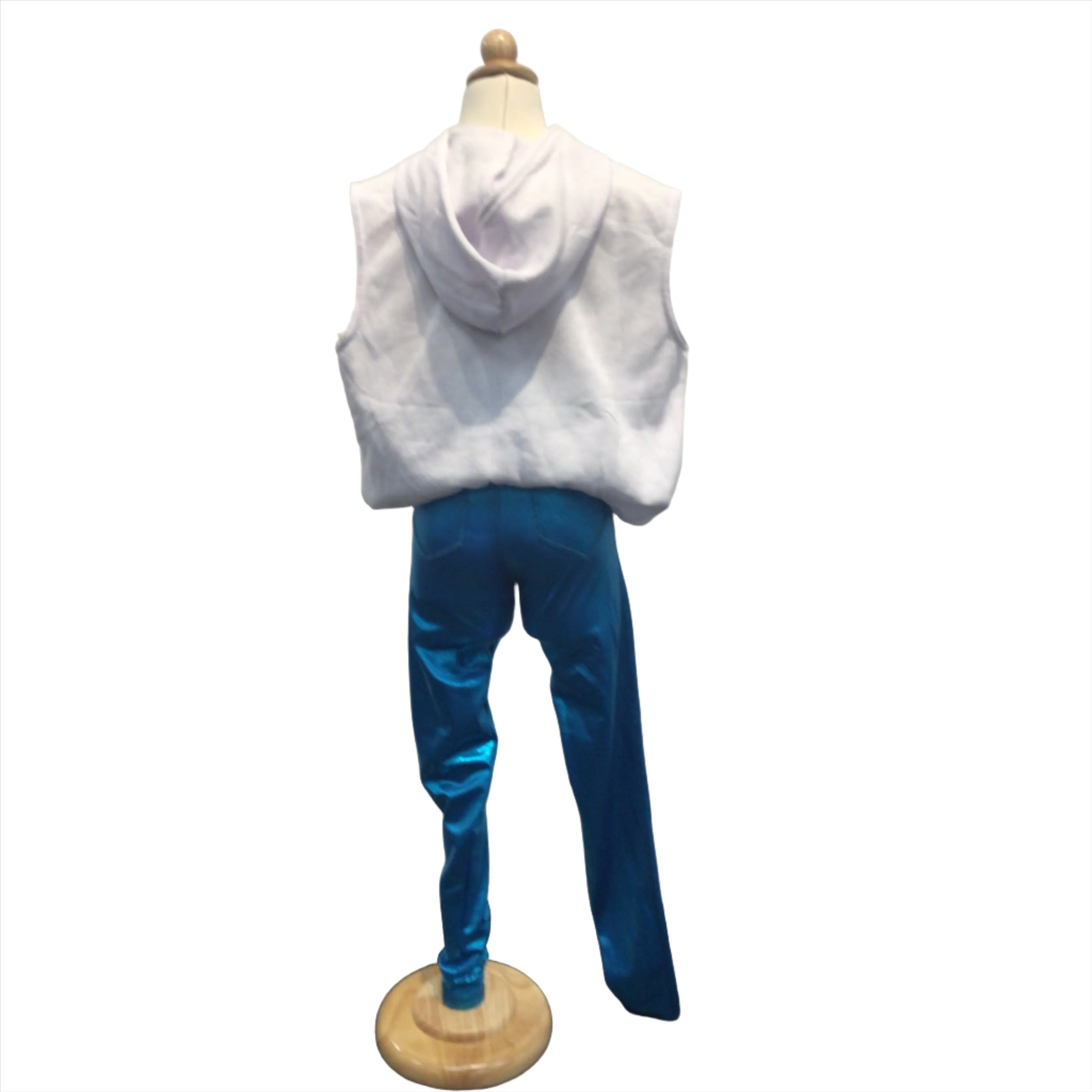 Hip Hop Graphic White Hoodie   Blue Pants