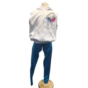 Hip Hop Graphic White Hoodie   Blue Pants