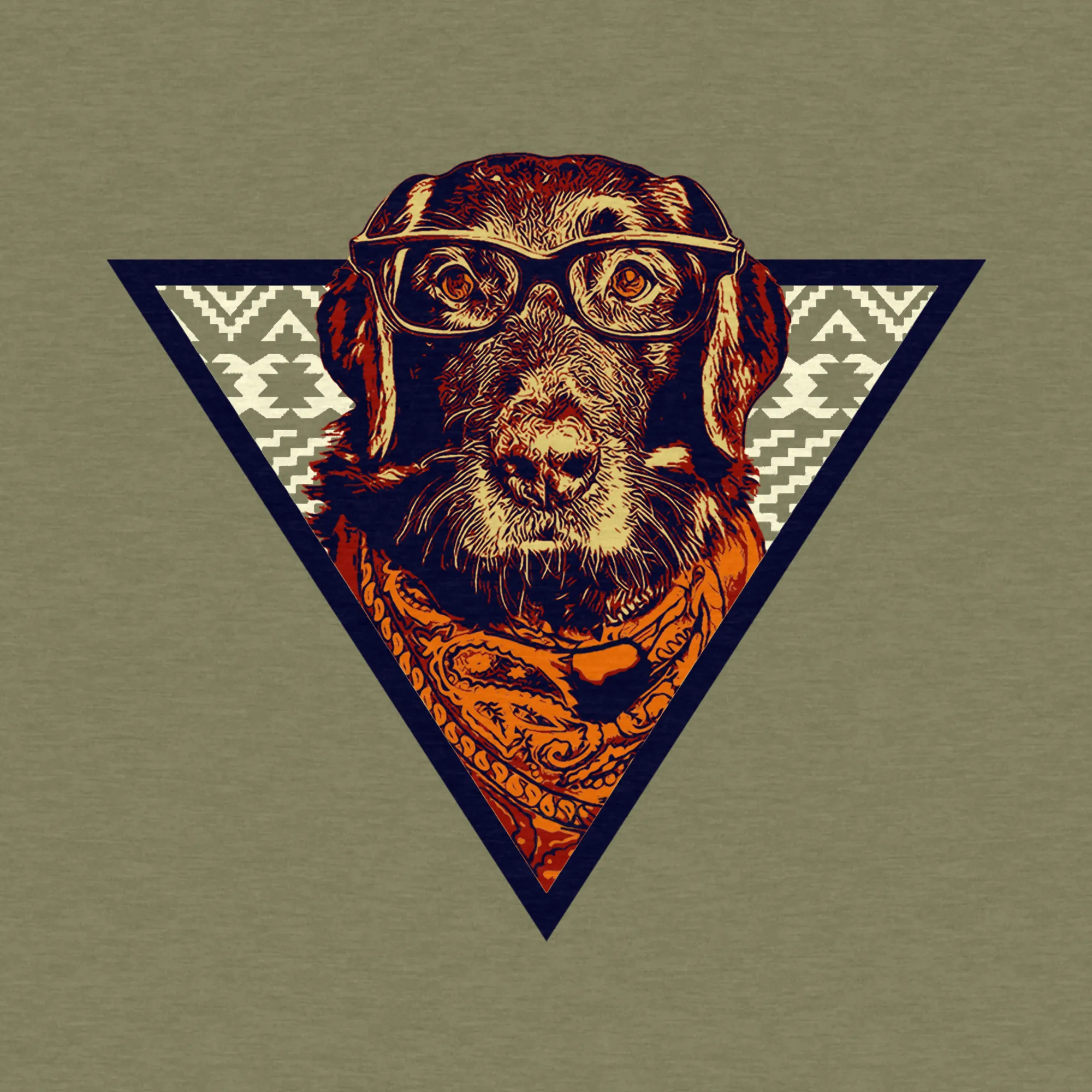 Hipster Dog w/Glasses & Scarf - Men's Cotton Tee