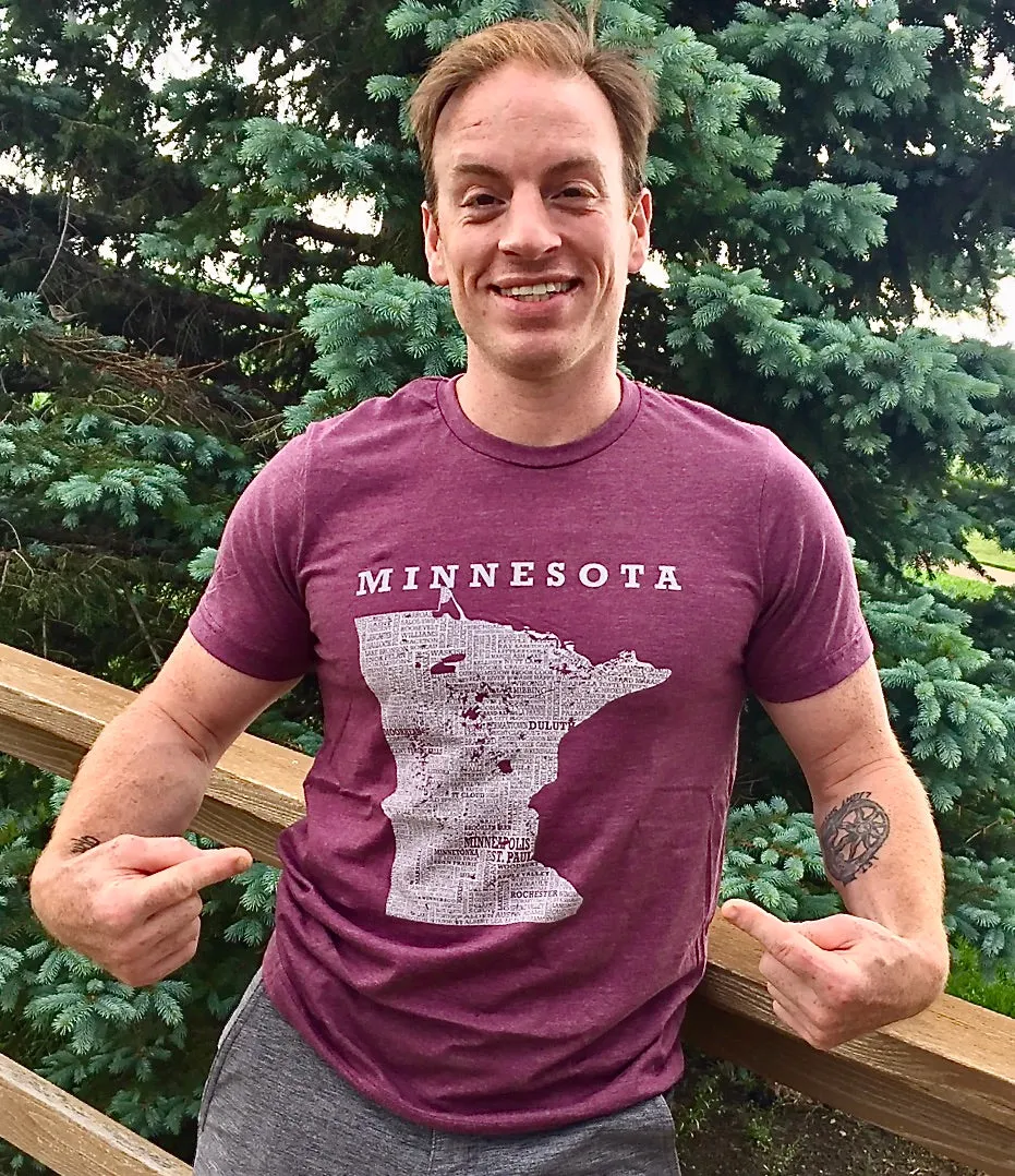 Hometown Minnesota Short Sleeve Tee Shirt-Heather Maroon