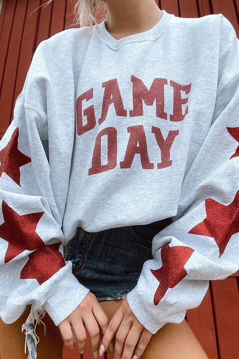 HTT1165 Game Day Oversized Sweatshirt Top
