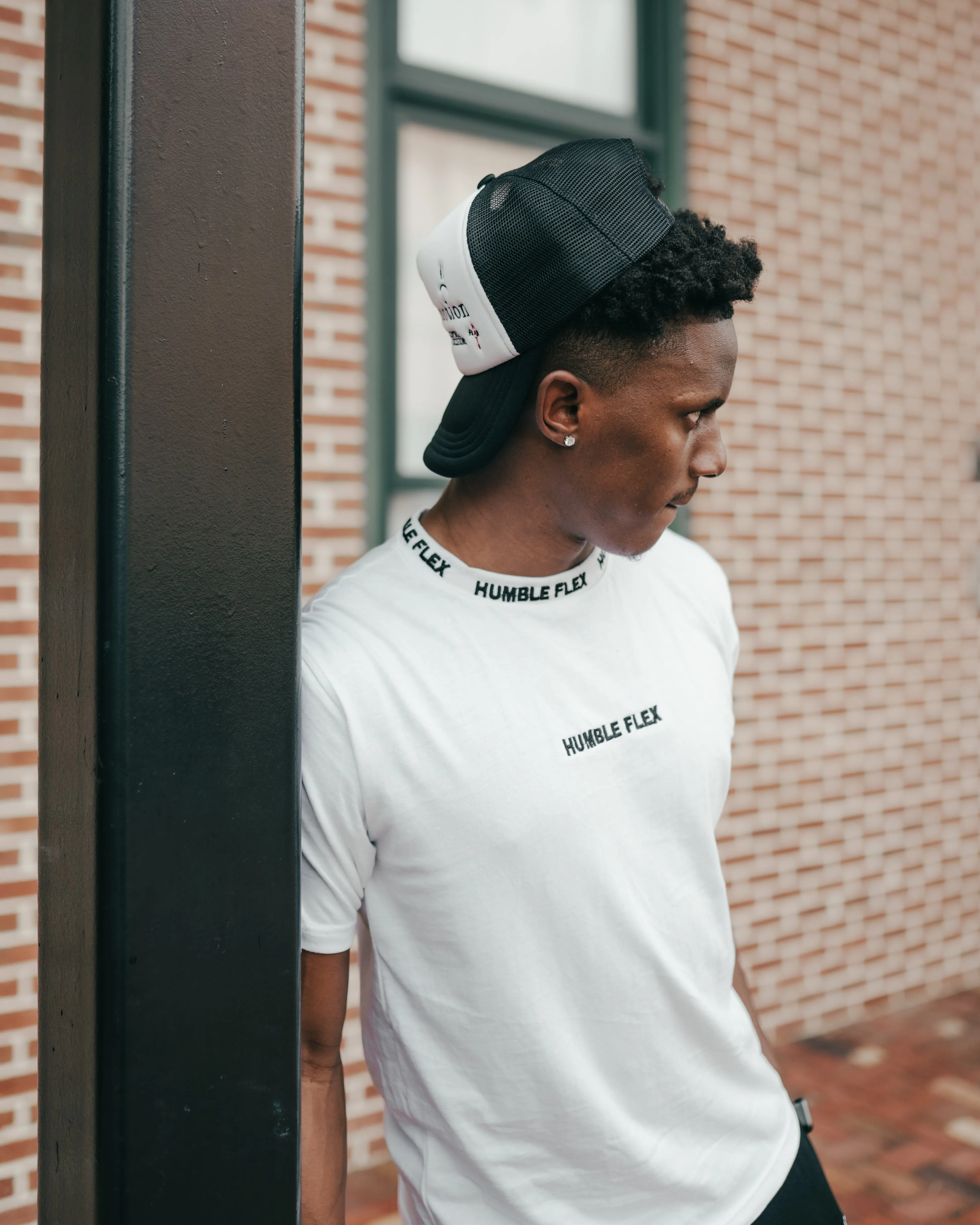 HUMBLE FLEX NECK TAPED TEE- WHITE