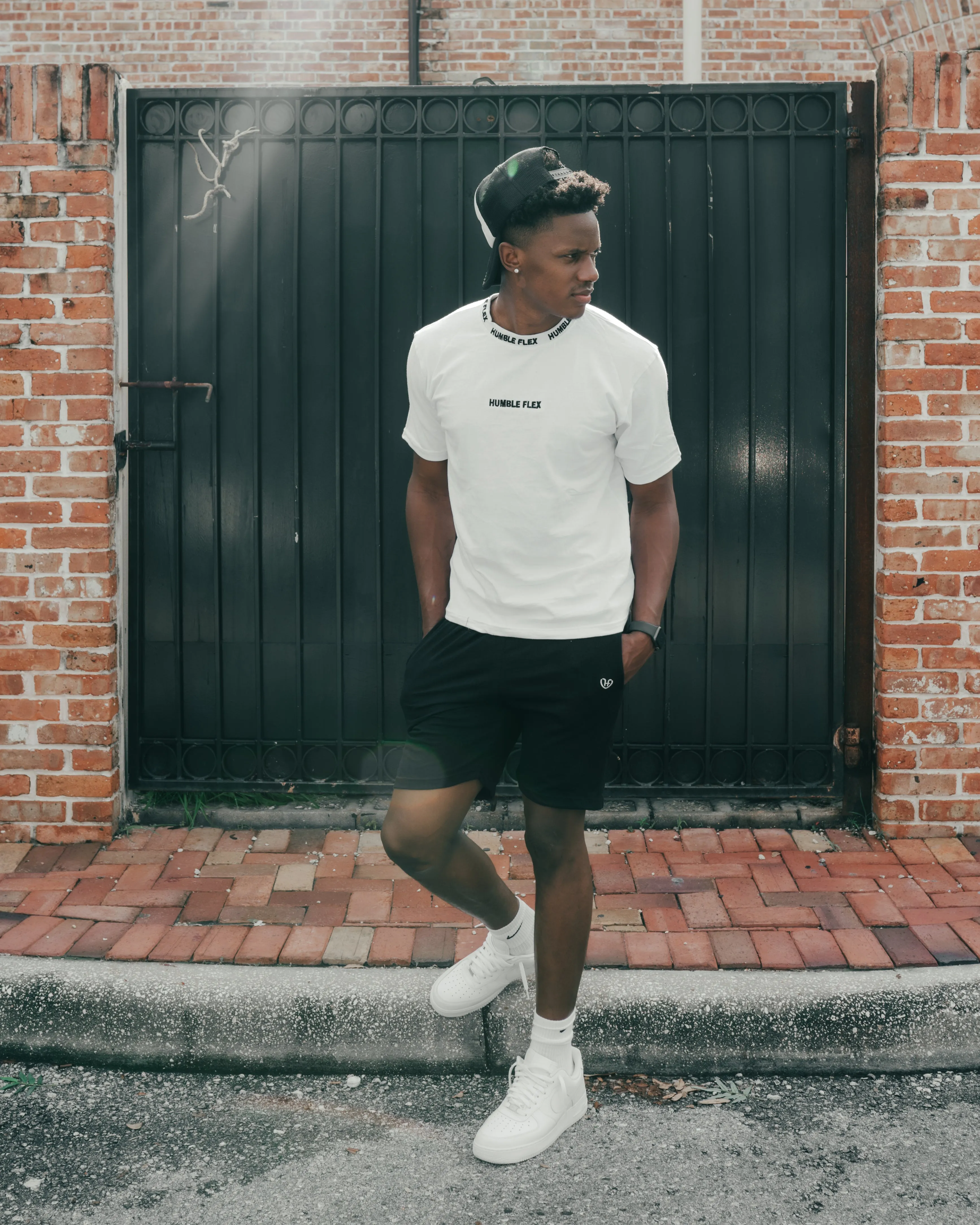 HUMBLE FLEX NECK TAPED TEE- WHITE