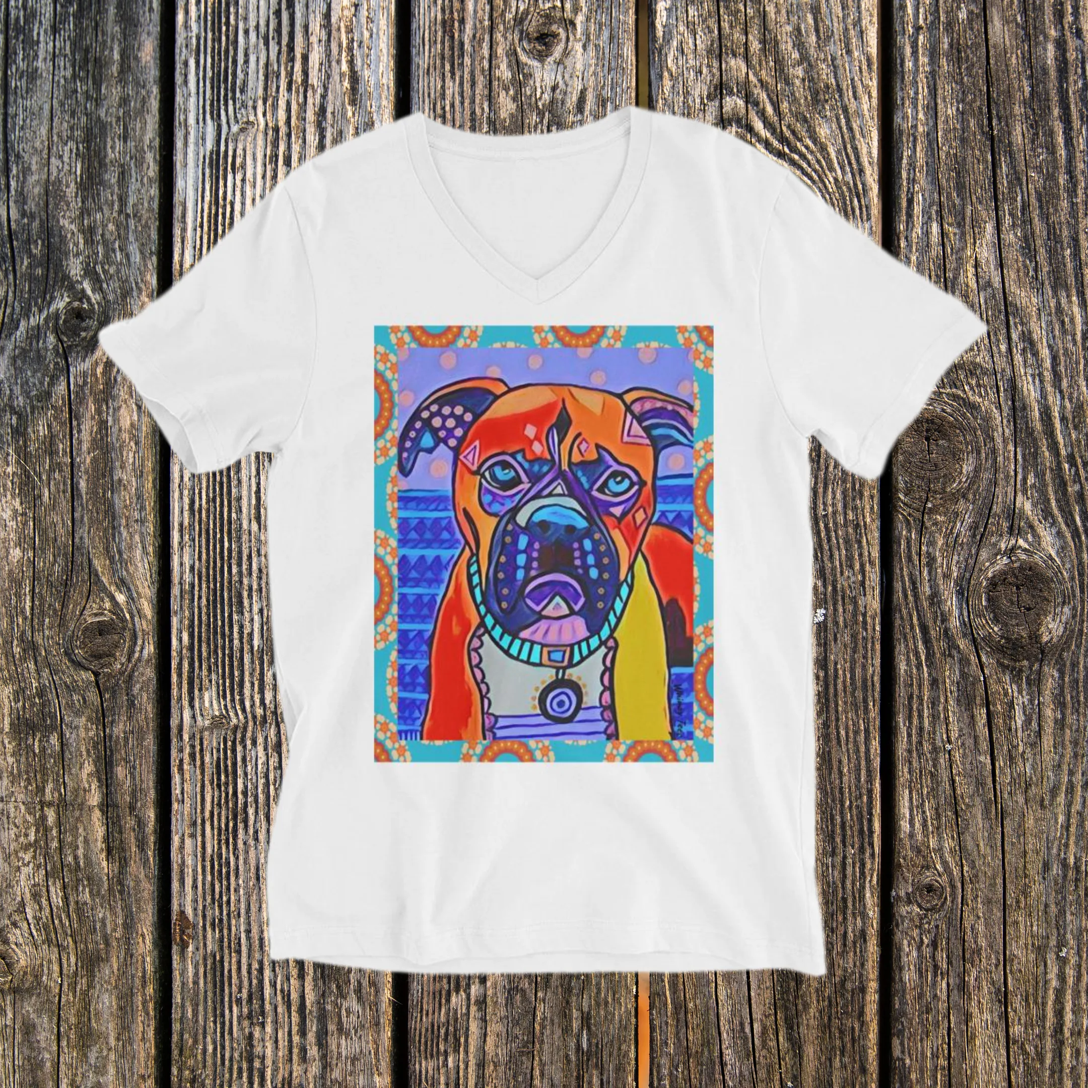 Indigo Dog V-Neck Tee