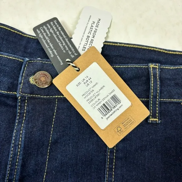Joanie Wooster Dark Blue High Waisted Shorts Women's Long Pocket Denim Retro US