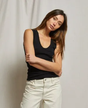 Jordan U Neck Ribbed Tank True Black