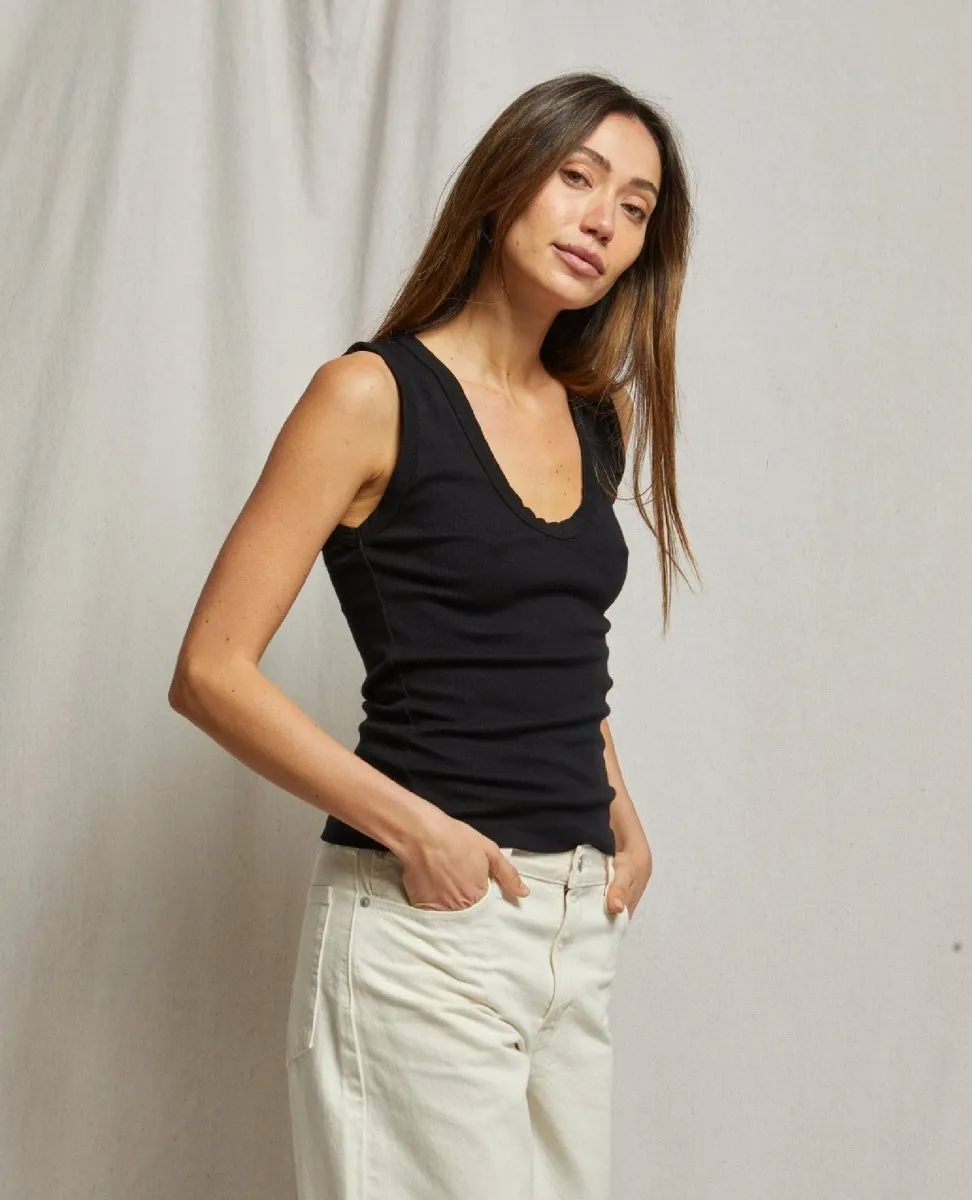 Jordan U Neck Ribbed Tank True Black