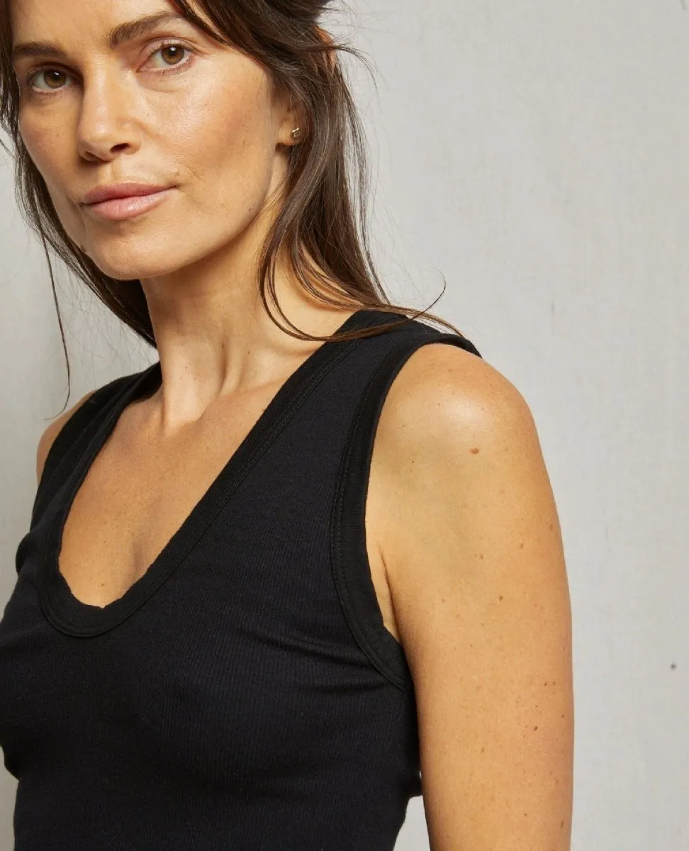 Jordan U Neck Ribbed Tank True Black