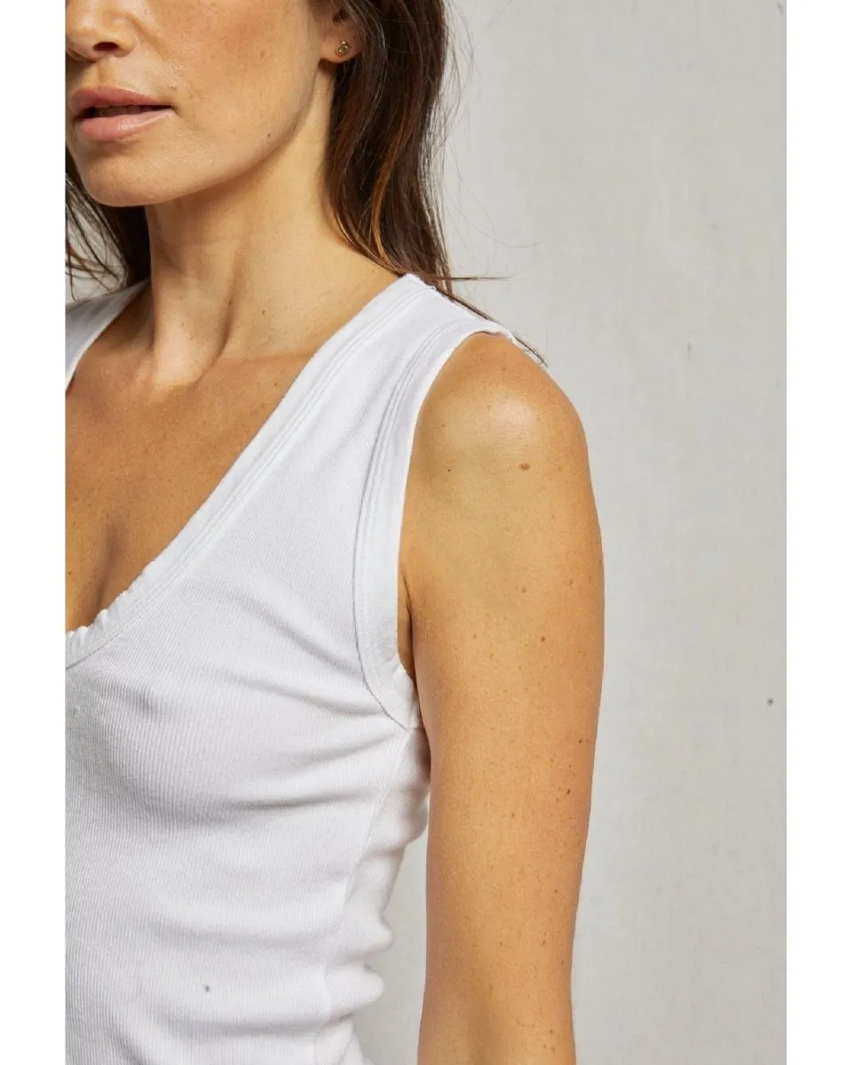 Jordan U Neck Ribbed Tank True White