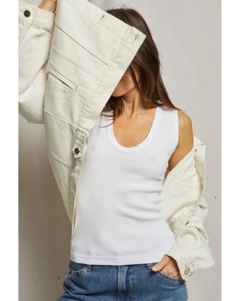 Jordan U Neck Ribbed Tank True White