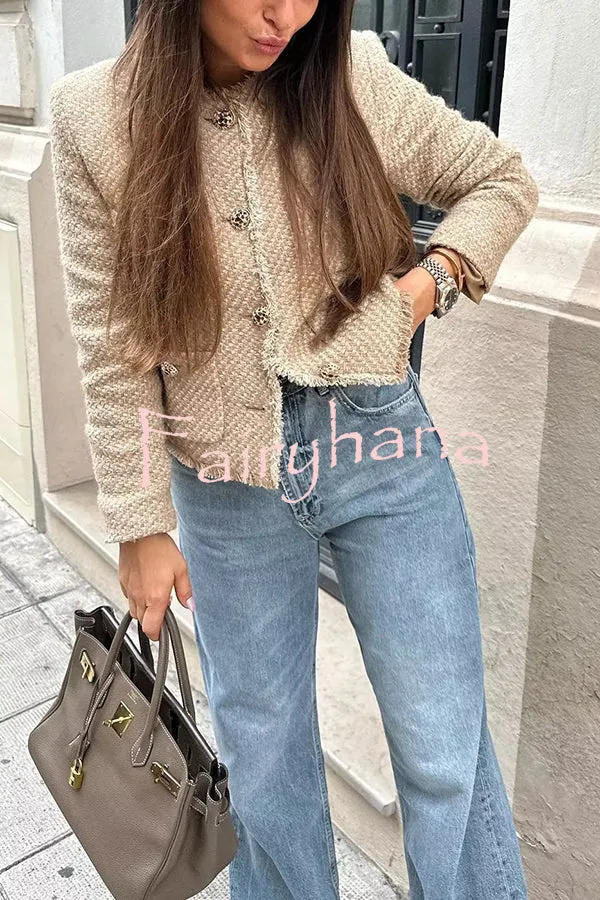 Joy To The World Tweed Metal Button Pocket Jacket