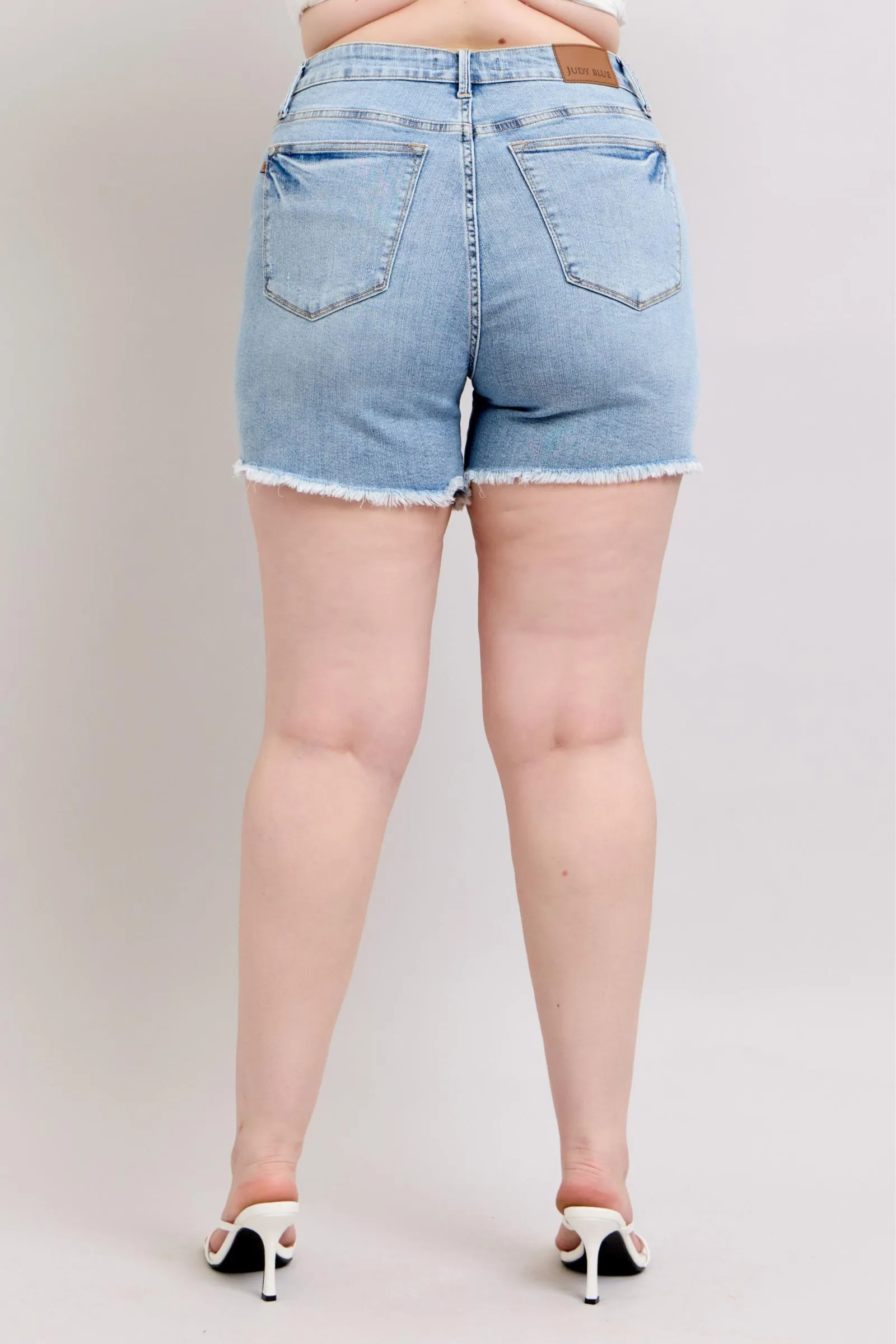 Judy Blue Tummy Control Raw Hem Denim Shorts