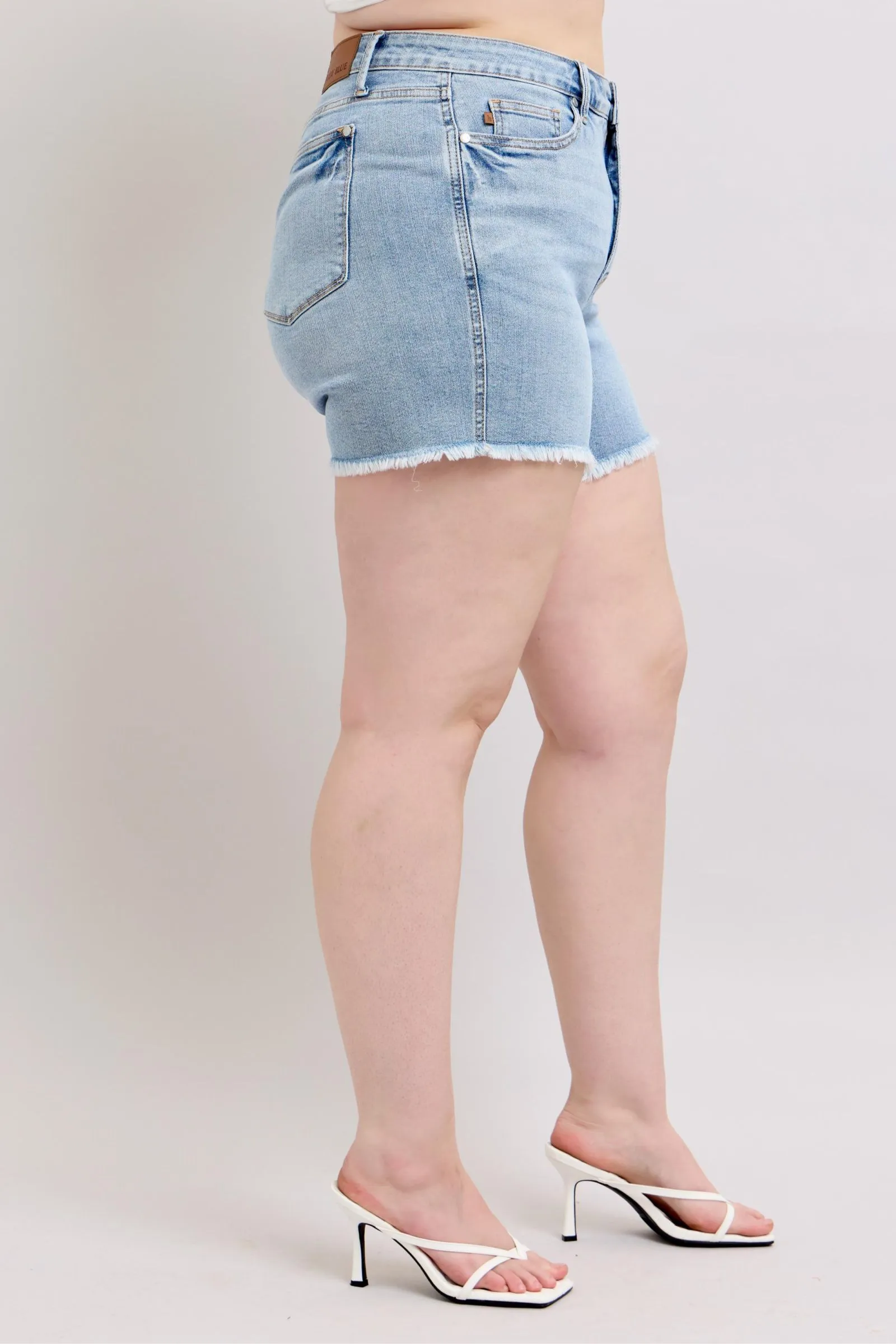 Judy Blue Tummy Control Raw Hem Denim Shorts