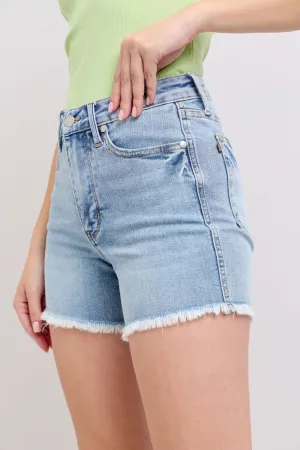 Judy Blue Tummy Control Raw Hem Denim Shorts