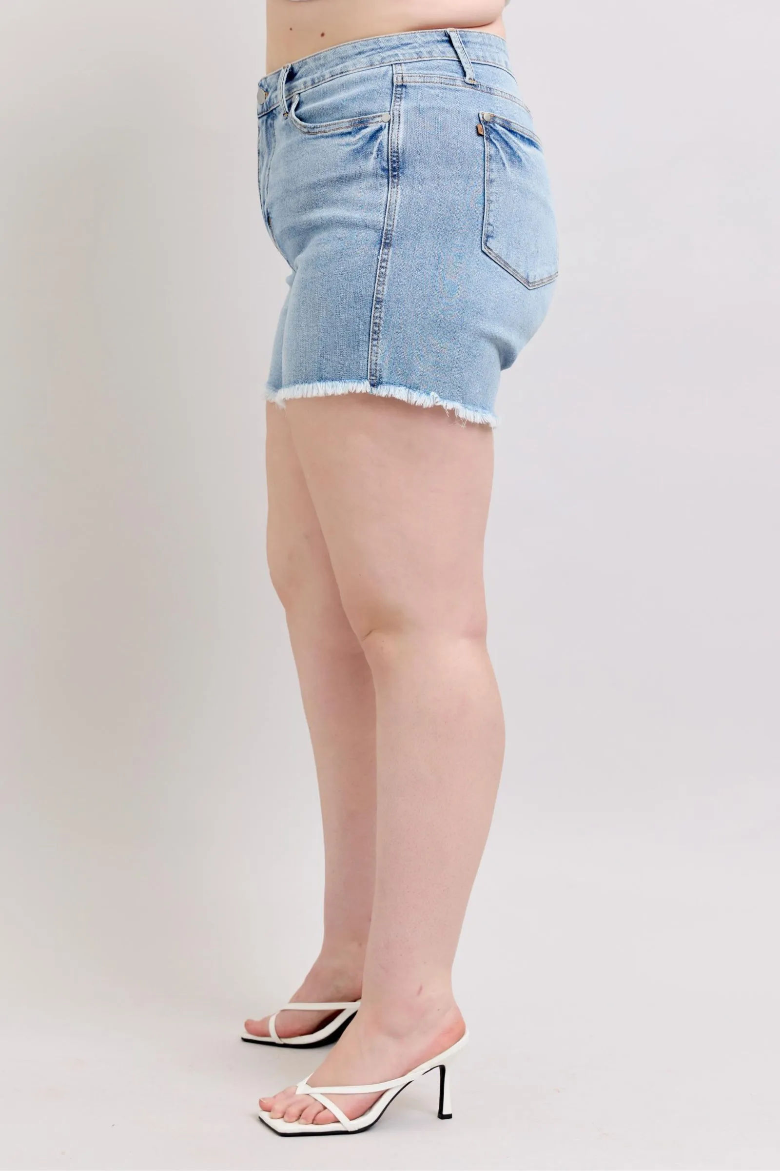 Judy Blue Tummy Control Raw Hem Denim Shorts