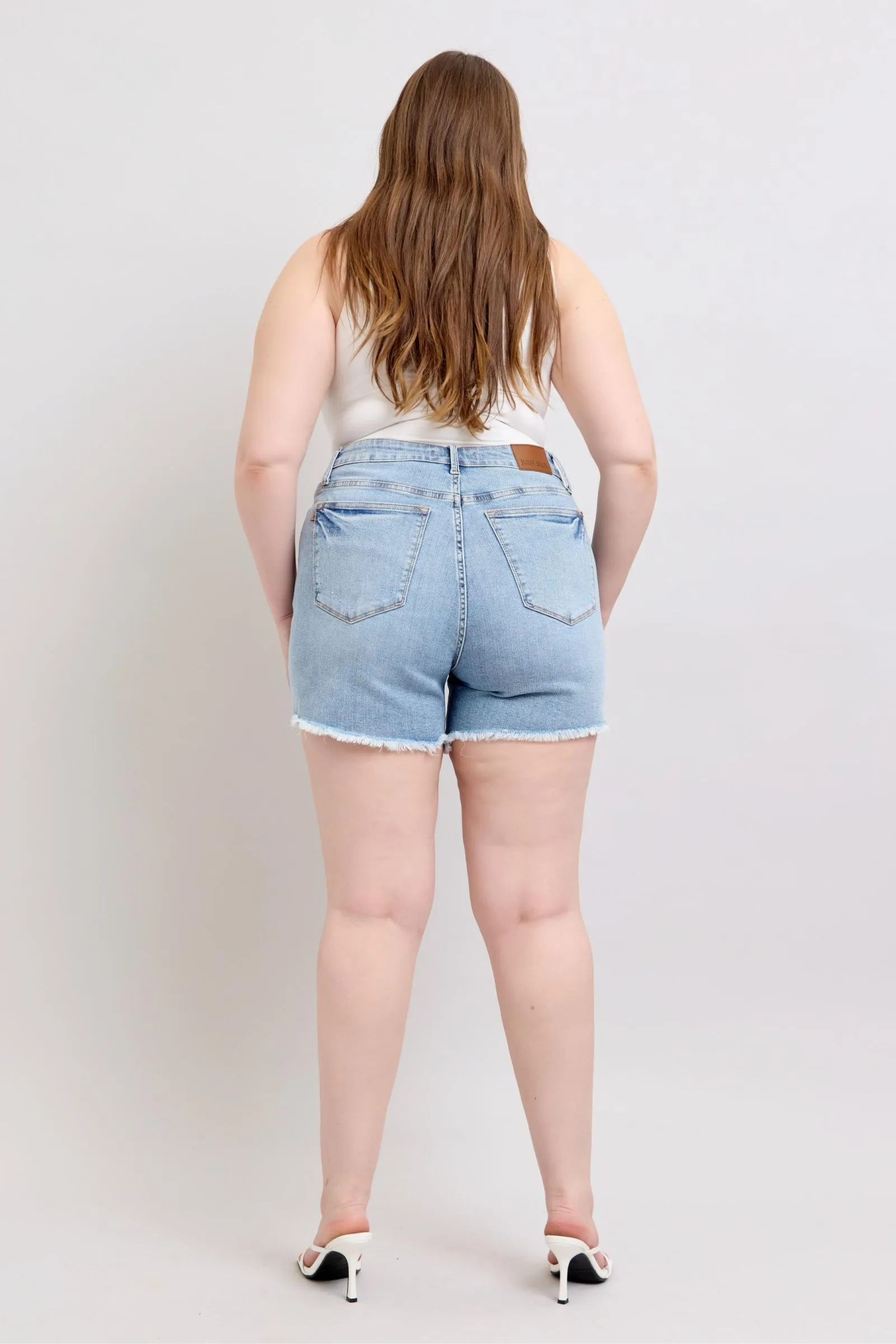 Judy Blue Tummy Control Raw Hem Denim Shorts