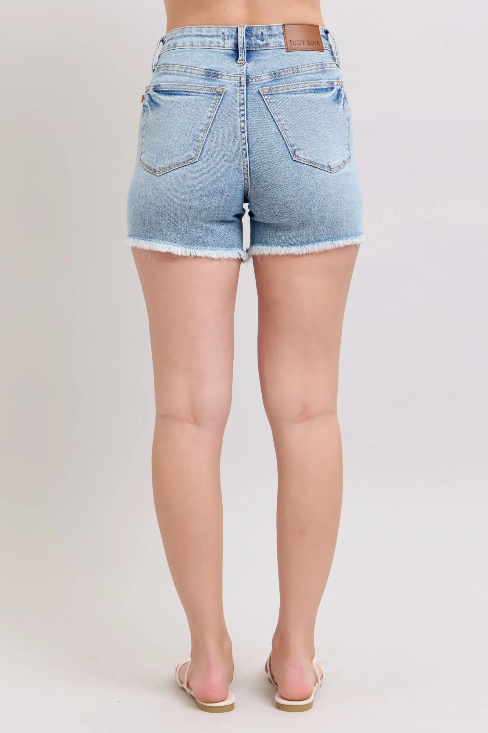 Judy Blue Tummy Control Raw Hem Denim Shorts