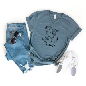 Just a Girl Who Loves Goats | Short Sleeve V-Neck