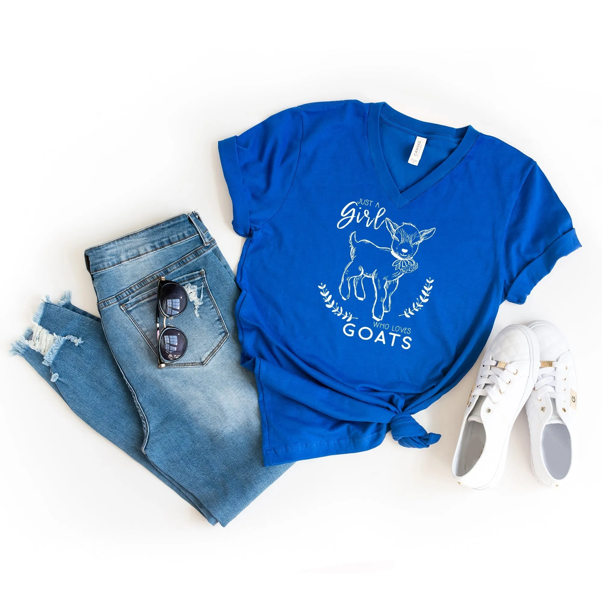 Just a Girl Who Loves Goats | Short Sleeve V-Neck