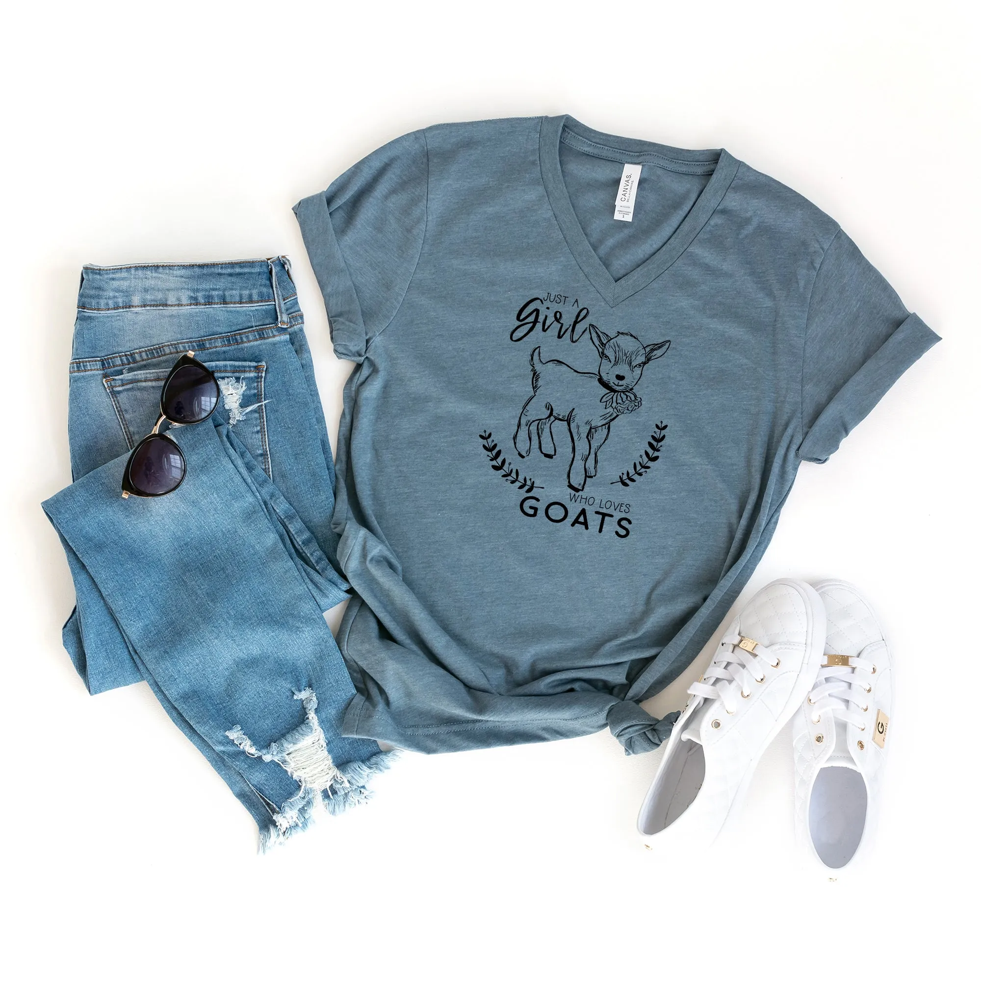Just a Girl Who Loves Goats | Short Sleeve V-Neck