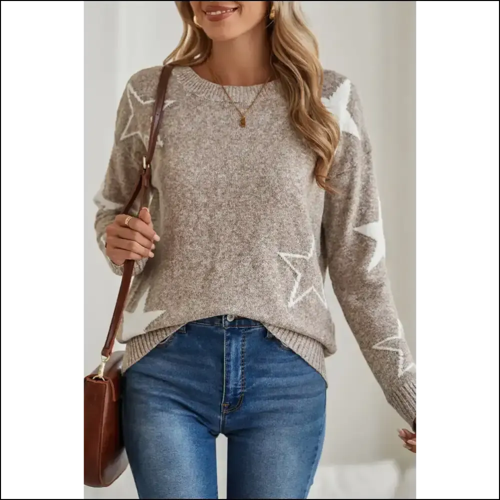 Khaki Star Pattern Sweater: Cosmic Comfort from Needful Things ✨ Prepare for Compliments, !
