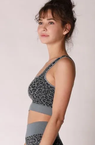 KIKI LEOPARD PRINTED BRALETTE BLUE