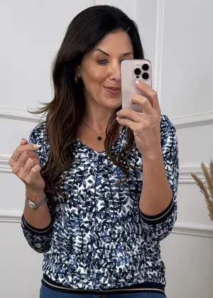 Kirstie White Navy Print Top