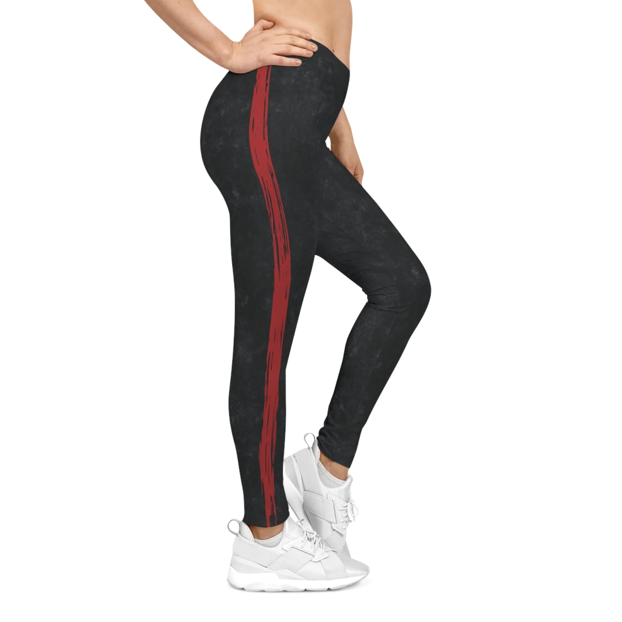 Know Jesus - Red and Black Marbled Leggings