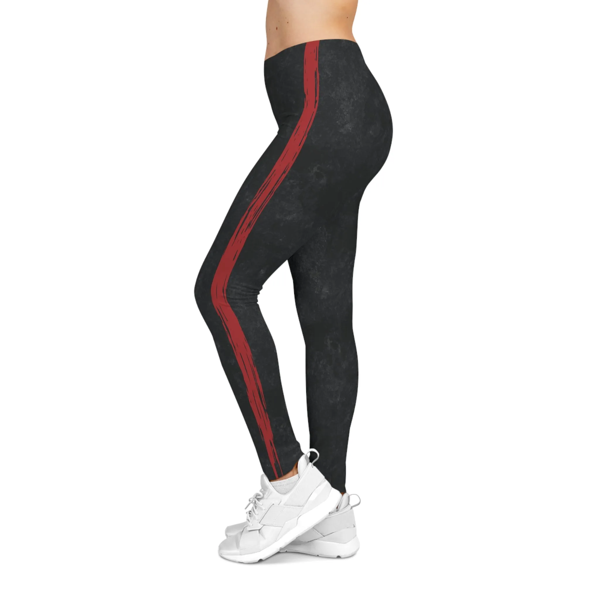 Know Jesus - Red and Black Marbled Leggings