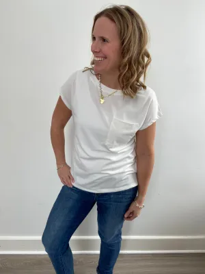 Laid-Back Luxe Pocket Tee - White