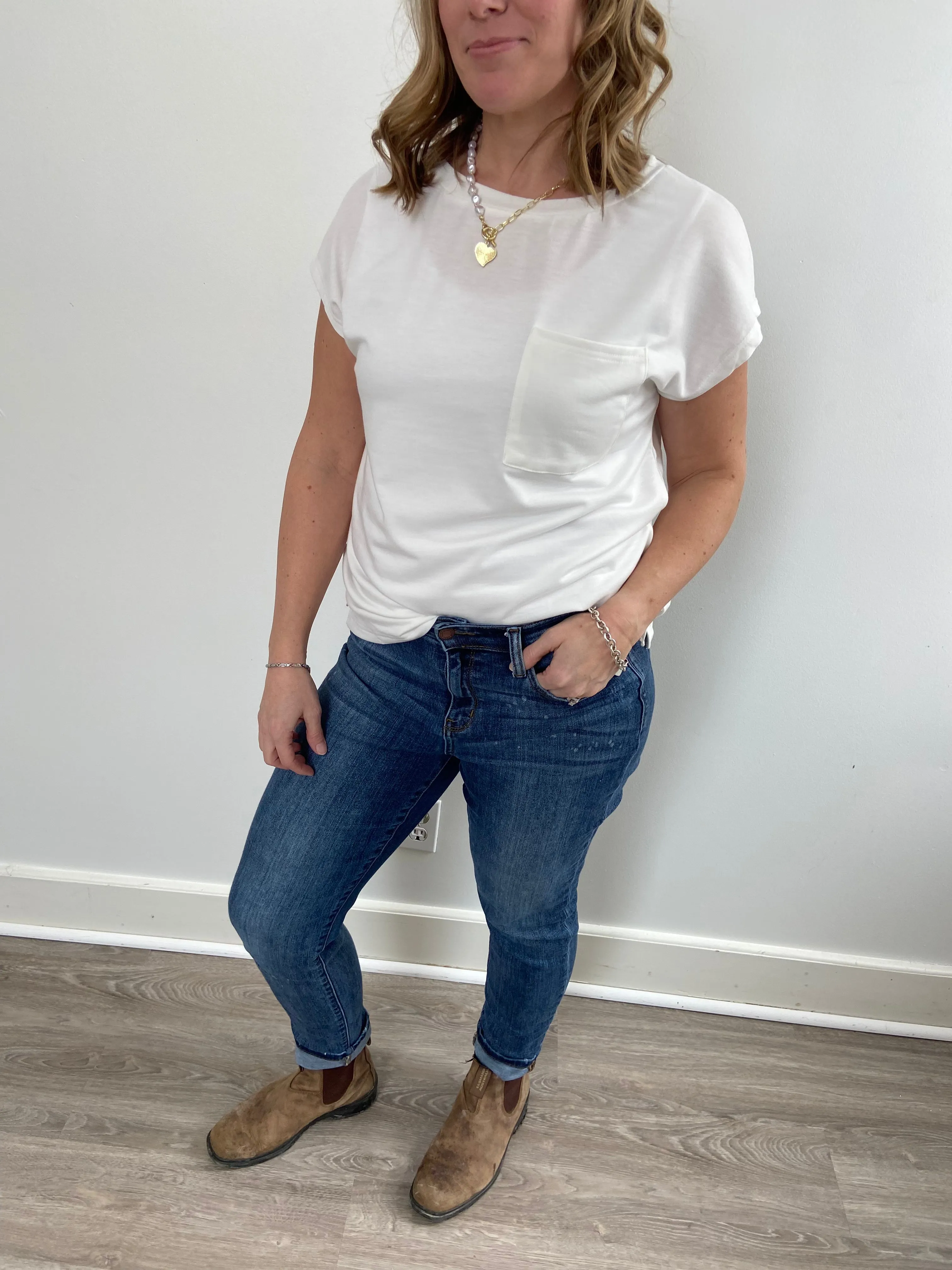 Laid-Back Luxe Pocket Tee - White