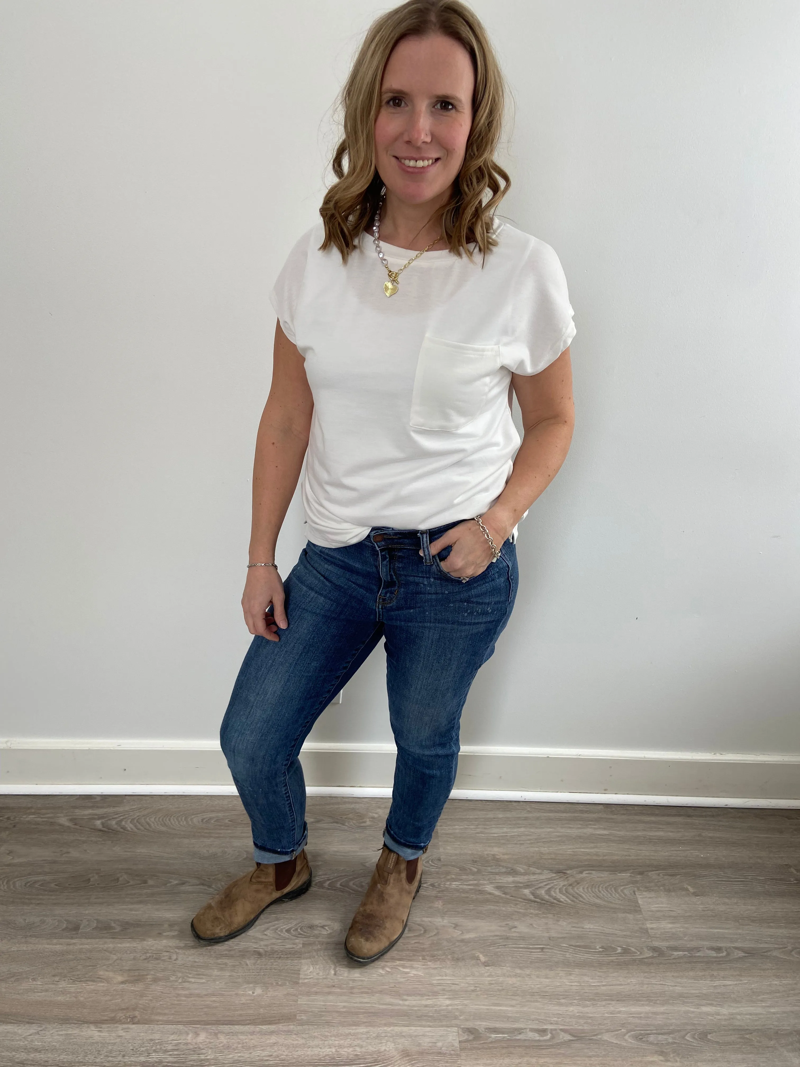 Laid-Back Luxe Pocket Tee - White