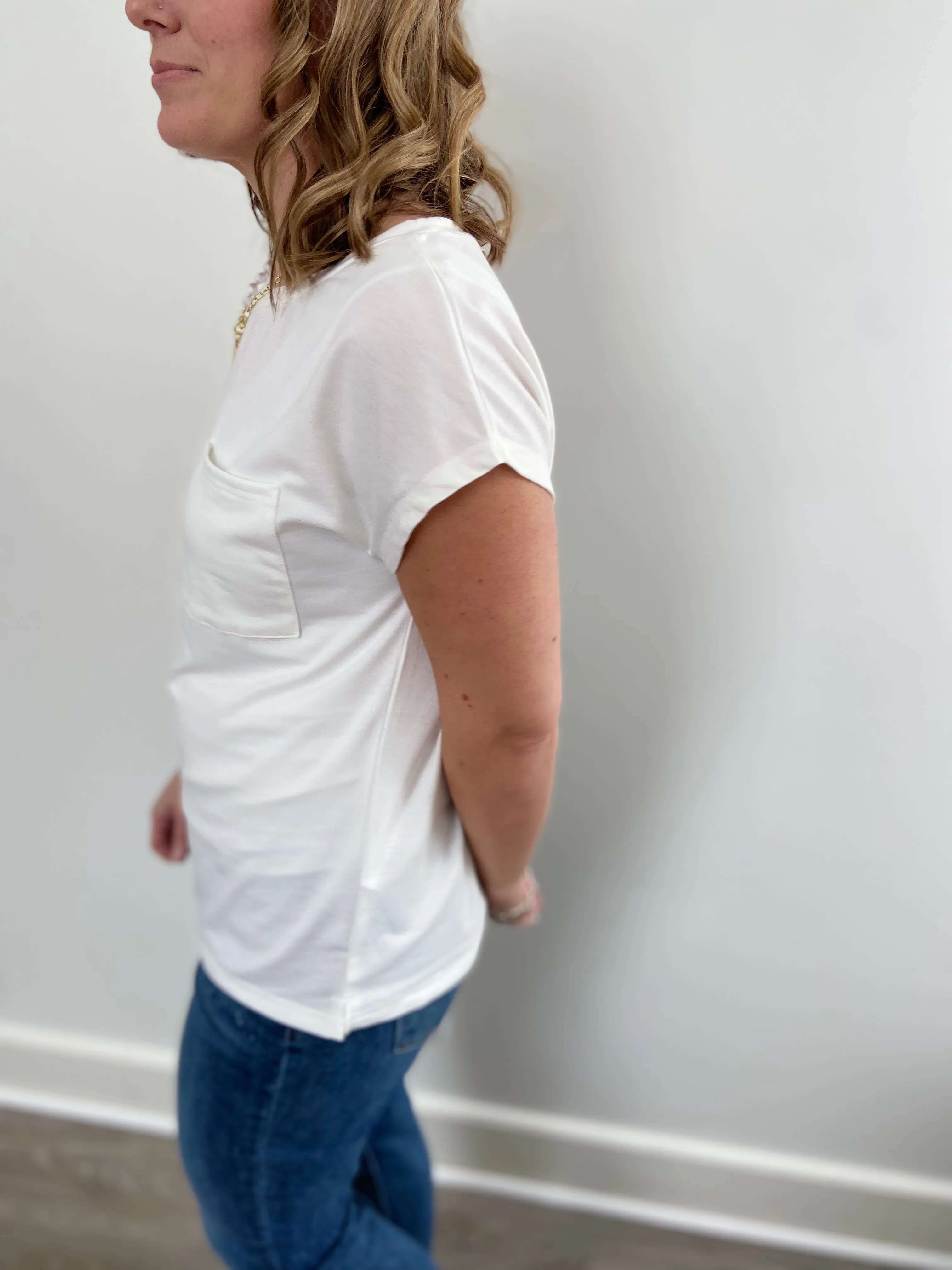 Laid-Back Luxe Pocket Tee - White