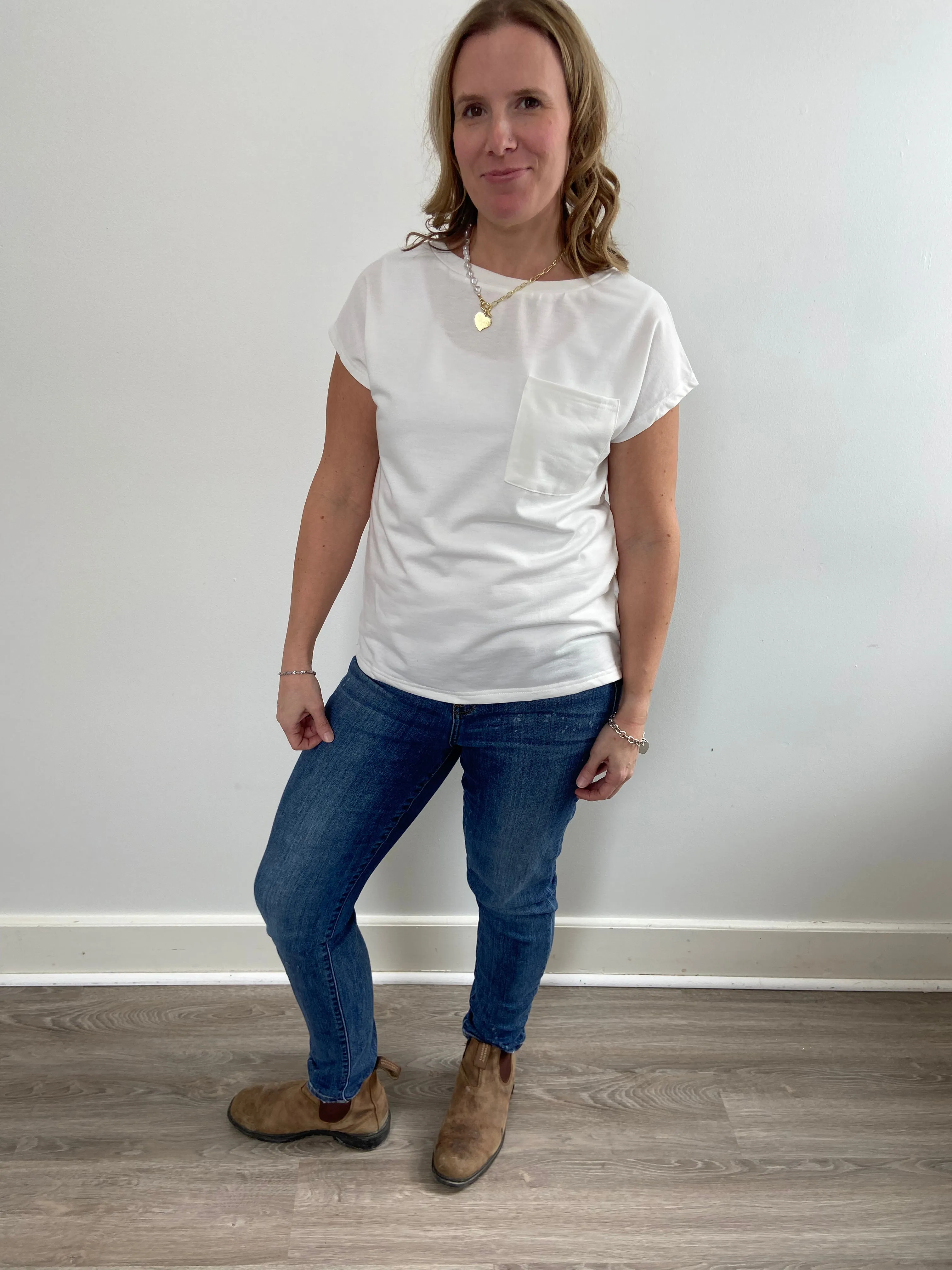 Laid-Back Luxe Pocket Tee - White