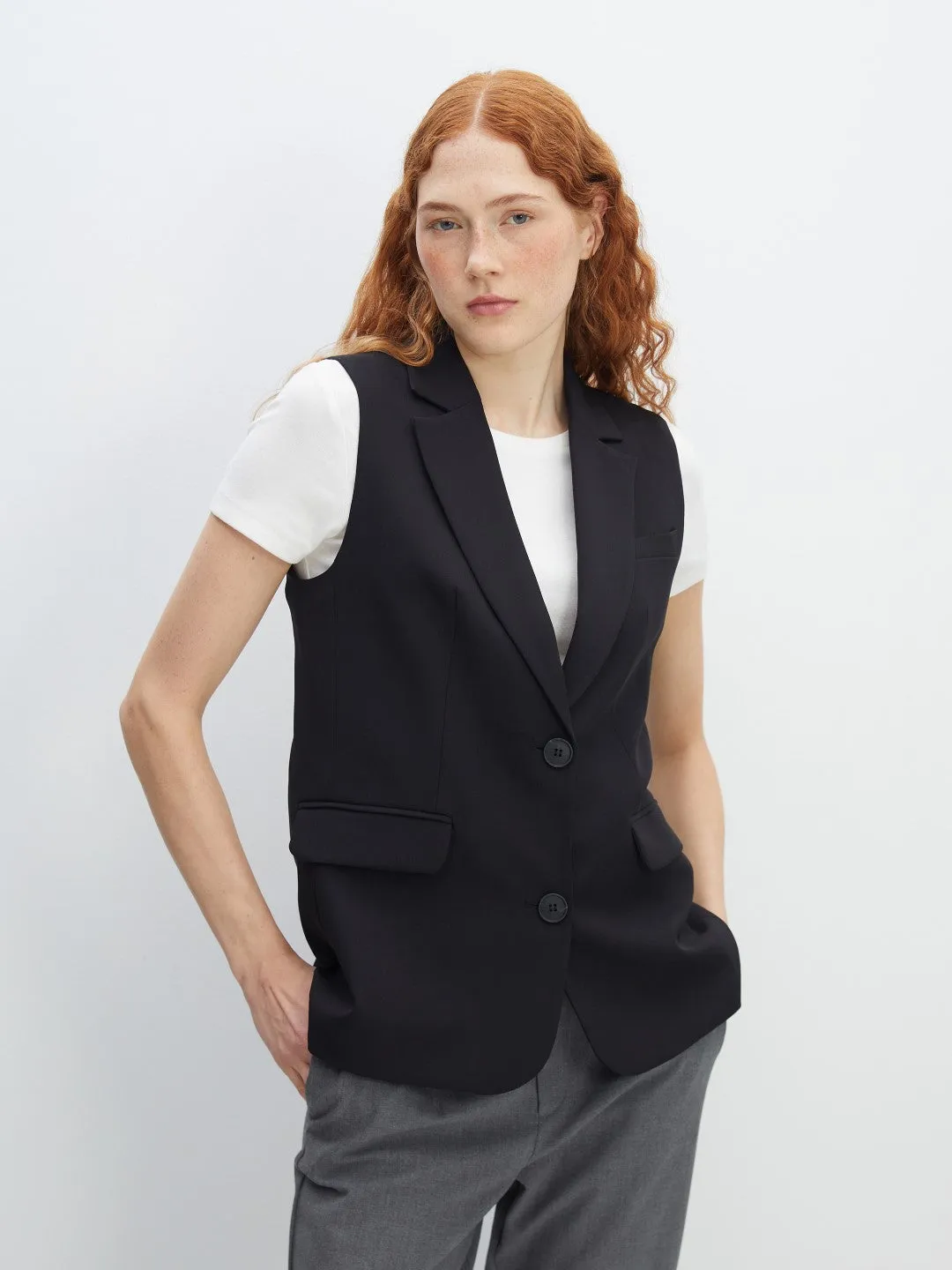 LCW Vision

New Black Jacket Collar Women's Classic Vest