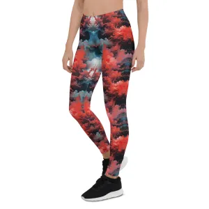 Leggings Ethereal Crimson Flow - Dark