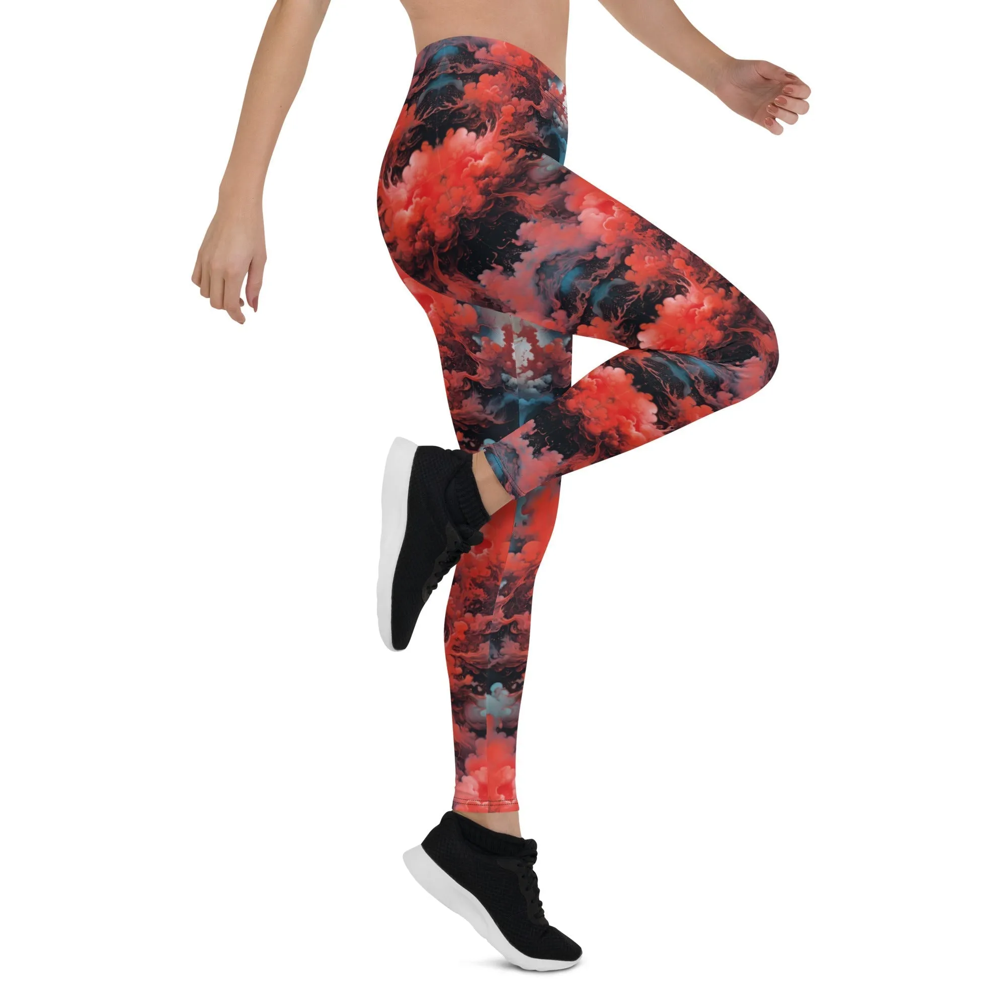 Leggings Ethereal Crimson Flow - Dark