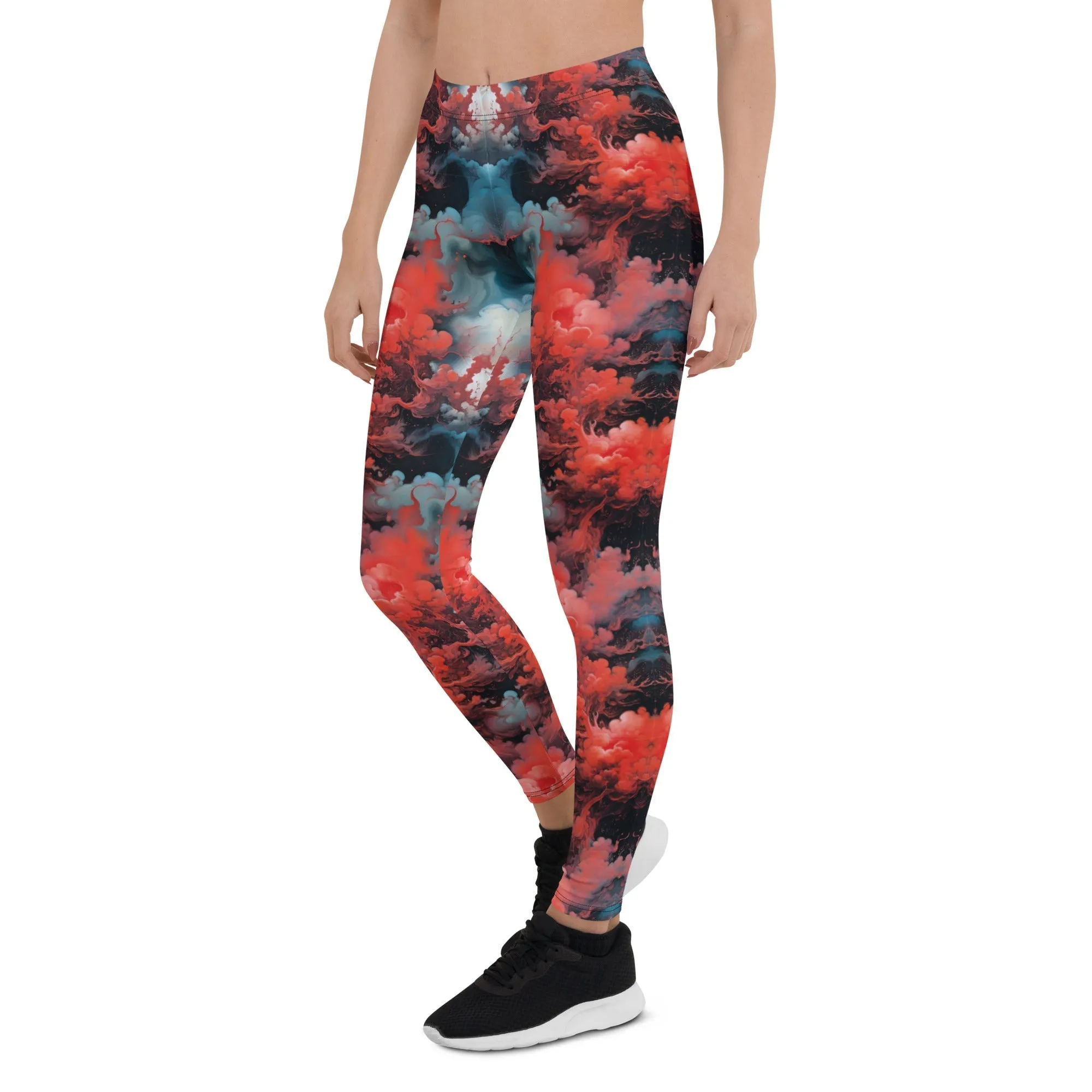 Leggings Ethereal Crimson Flow - Dark