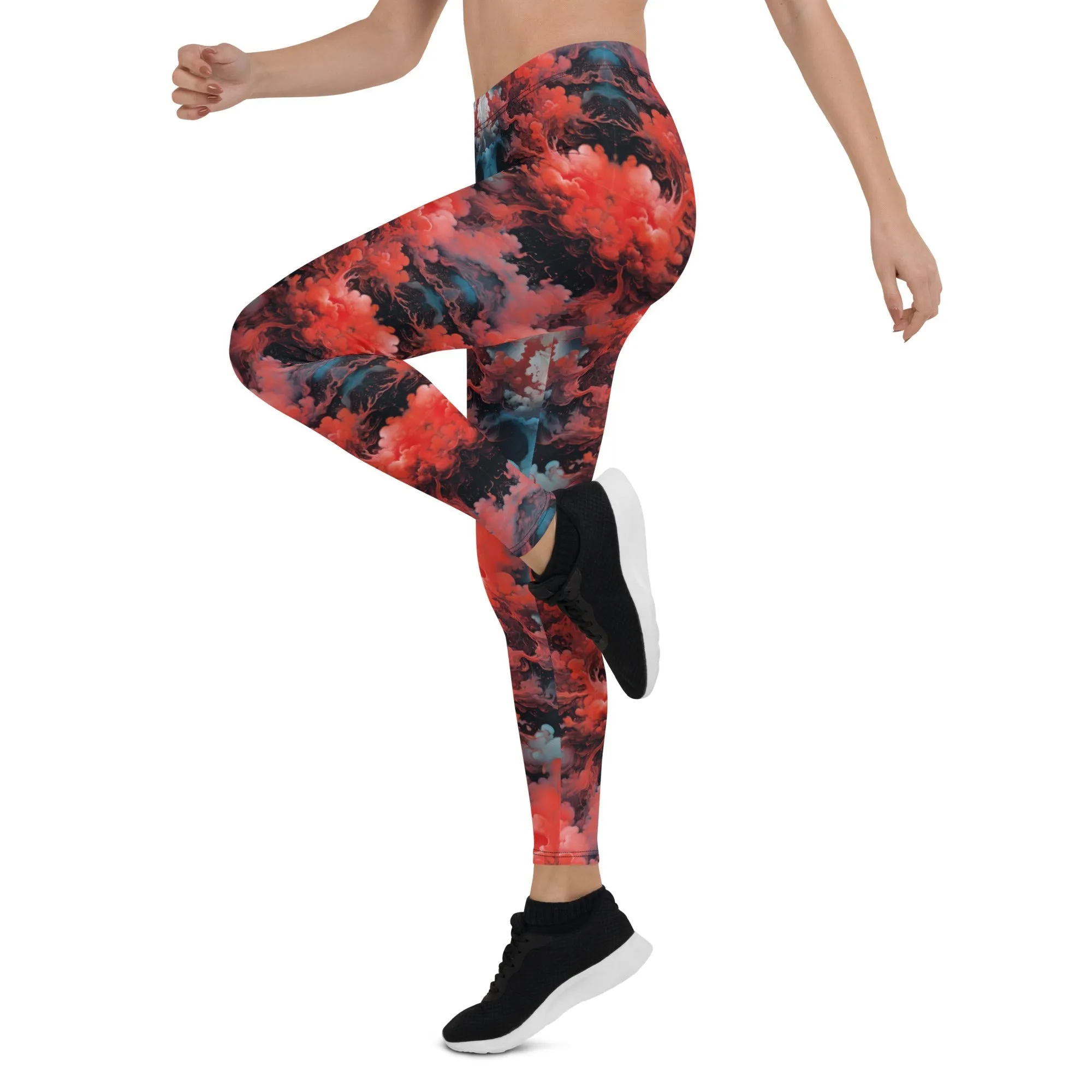 Leggings Ethereal Crimson Flow - Dark