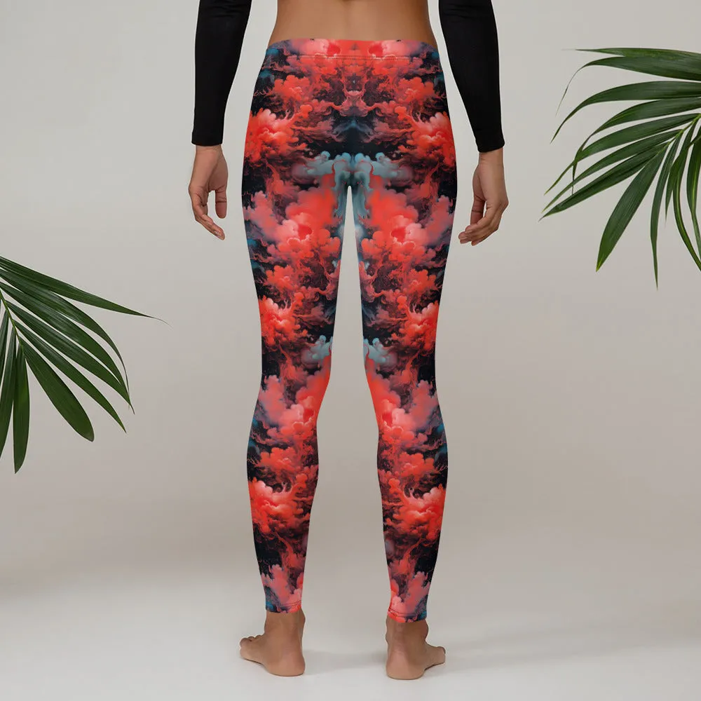Leggings Ethereal Crimson Flow - Dark