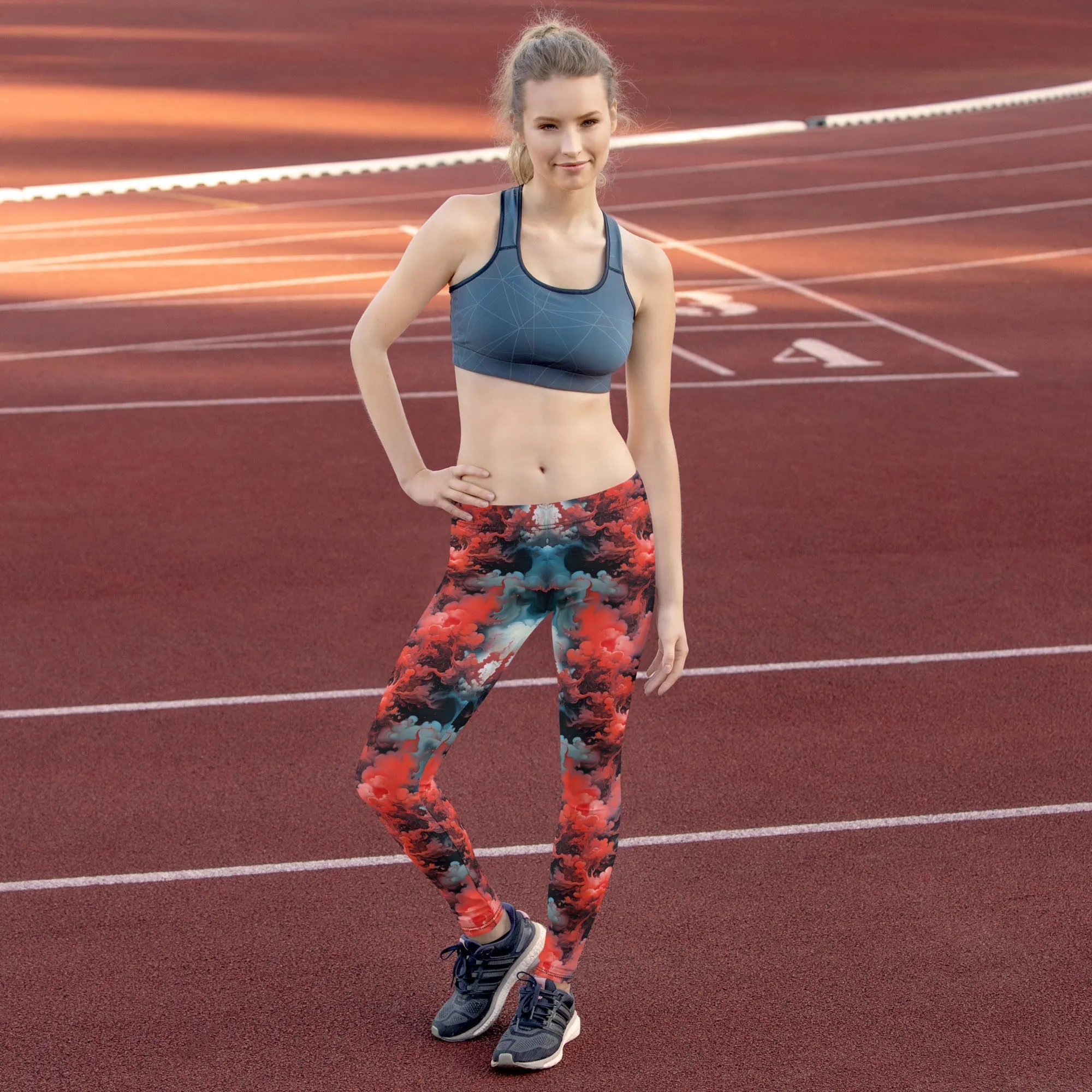 Leggings Ethereal Crimson Flow - Dark