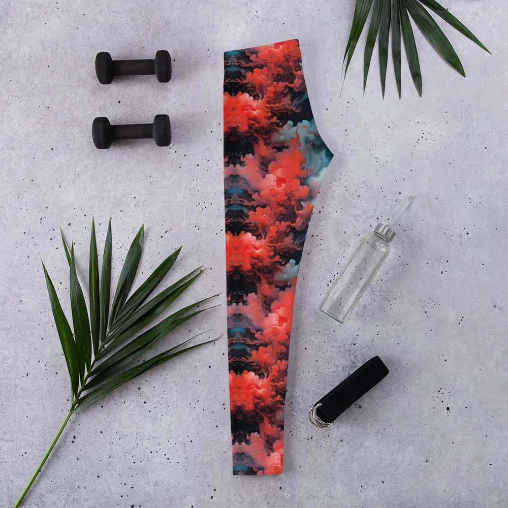Leggings Ethereal Crimson Flow - Dark