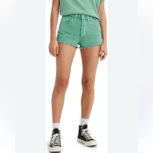 Levi’s 501® High Waist Cutoff Denim Shorts In Dusty Beryl Green NWT size 29