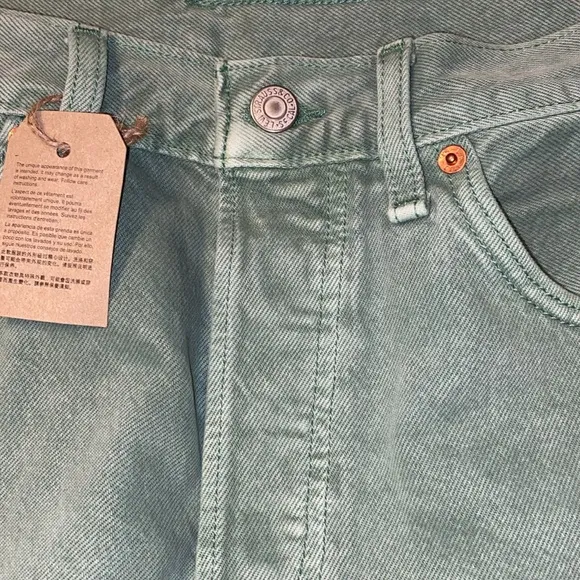 Levi’s 501® High Waist Cutoff Denim Shorts In Dusty Beryl Green NWT size 29