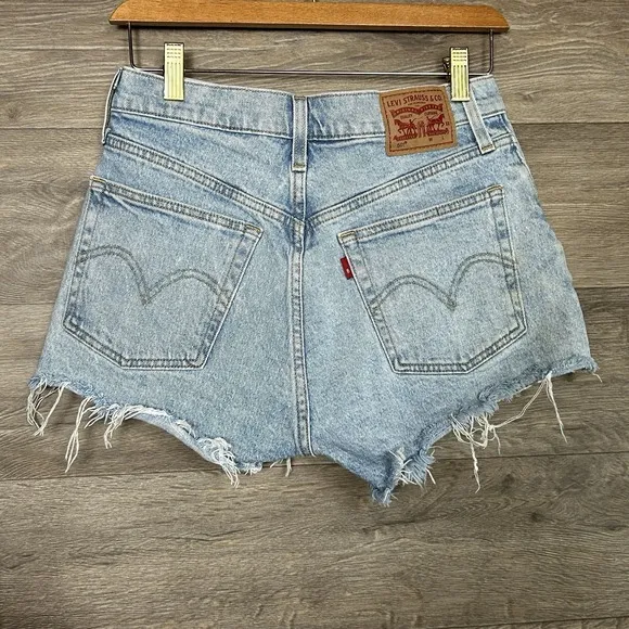 Levis 501 Lot 2 Pair Denim Cut Off Shorts Size 26 Distressed Black Blue Bundle