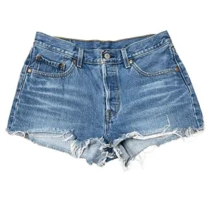 Levi’s 501 Women’s Button Fly Cut Off Denim Jean Shorts Size 28